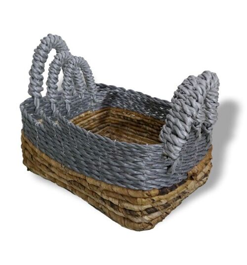 NBA-06 - Banana Leaf & Abu-Abu Raffia Square Basket- Set of 3 - Sold in 1x unit/s per outer