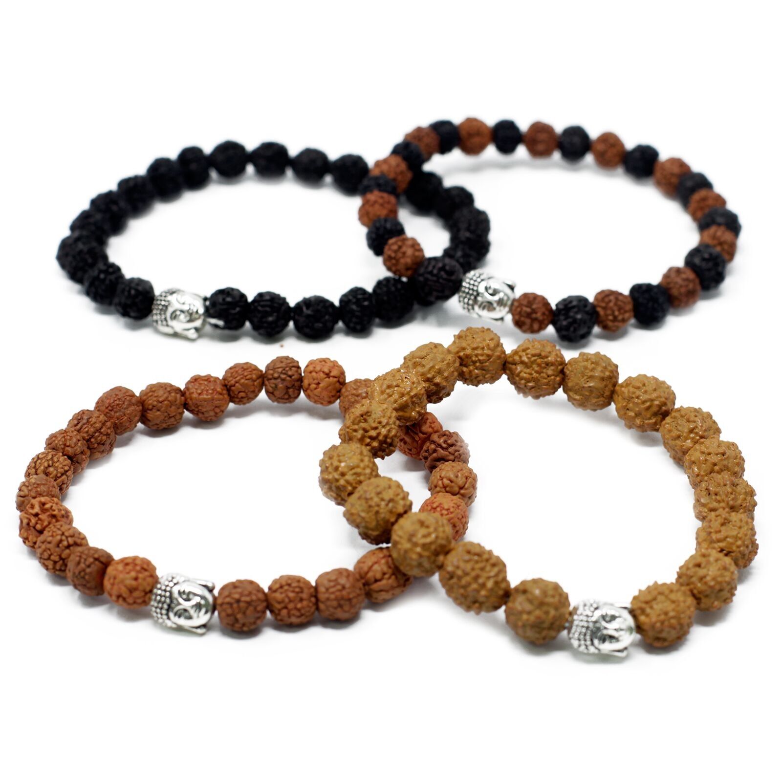 Nbang-04 - Braccialetti assortiti di Buddha Rudraksha - Venduto in 12 unità/s per esterno