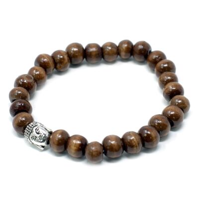 Nbang-07 - Perline marroni e braccialetto con Buddha - Venduto in 12 unità per esterno