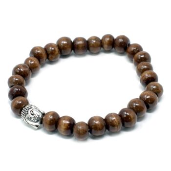Nbang-07 - Bracelet perles marron et bouddha - Vendu en 12x unité/s par extérieur 1
