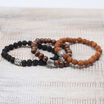 Nbang-07 - Bracelet perles marron et bouddha - Vendu en 12x unité/s par extérieur 3
