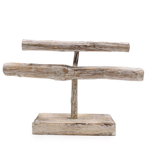 NJS-04 - Double Branch Jewellery Stand - Whitewash - Sold in 1x unit/s per outer