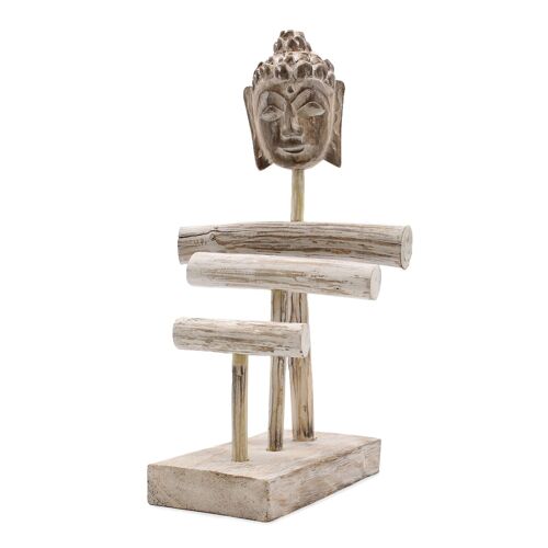 NJS-01 - Three Branch & Buddha Stand - Whitewash - Sold in 1x unit/s per outer