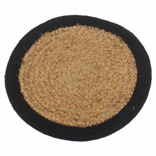 NPMAT-04 - Natural Place Mat - Jute & Cotton 30cm - Black Border - Sold in 4x unit/s per outer