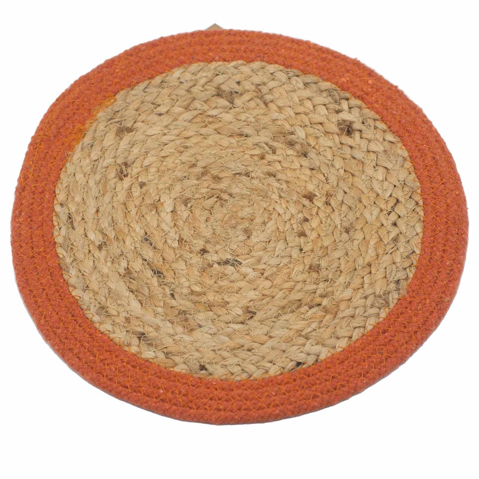 NPMAT-05 - Natural Place Mat - Jute & Cotton 30cm - Clay Border - Sold in 4x unit/s per outer