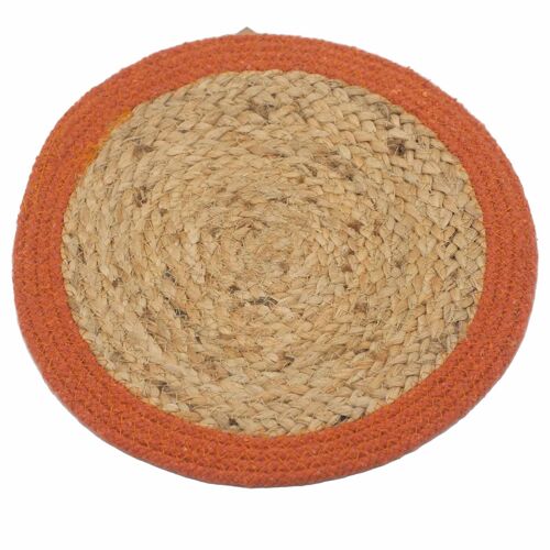 NPMAT-05 - Natural Place Mat - Jute & Cotton 30cm - Clay Border - Sold in 4x unit/s per outer