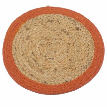 NPMAT-05 - Set de Table Naturel - Jute & Coton 30cm - Bordure Argile - Vendu en 4x unité/s par extérieur 1