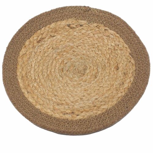 NPMAT-06 - Natural Place Mat - Jute & Cotton 30cm - Natural Border - Sold in 4x unit/s per outer