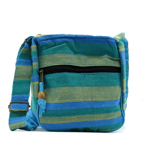 NSBag-17 - Lrg Nepal Sling Bag  (Adjustable Strap) -  Spring Meadows Green & Blue - Sold in 1x unit/s per outer