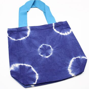 NTDB-01 - Sac en coton naturel tie-dye (8oz) - 38x42x12cm - Anneaux bleus - Poignée bleue - Vendu en 1x unité/s par extérieur 3