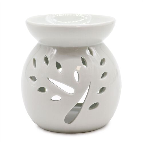 OBCW-04 - Lrg Classic White Oil Burner - Tree Cut-out - Sold in 1x unit/s per outer