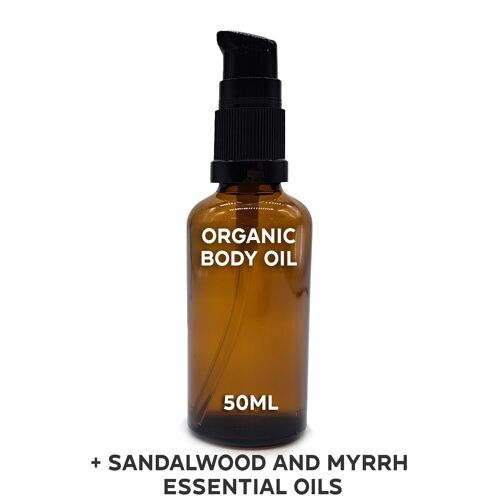 OBOUL-05 - Organic Body Oil 50ml - Sandalwood & Myrrh - White Label - Sold in 10x unit/s per outer
