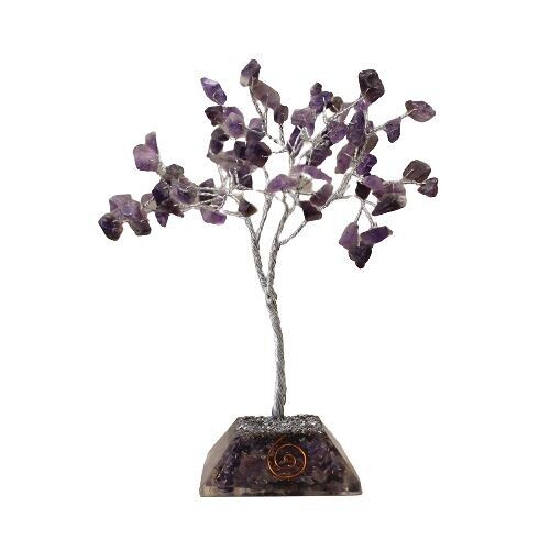 OGemT-02 - Gemstone Tree with Orgonite Base - 80 Stones - Amethyst - Sold in 1x unit/s per outer