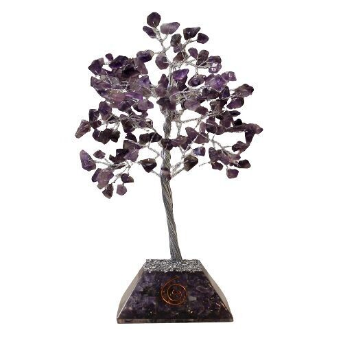 OGemT-06 - Gemstone Tree with Orgonite Base - 160 Stones - Amethyst - Sold in 1x unit/s per outer