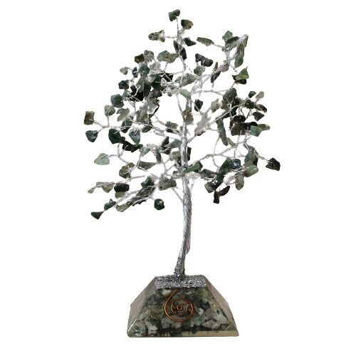 OGemT-08 - Gemstone Tree with Orgonite Base - 160 Stones - Moss Agate - Sold in 1x unit/s per outer