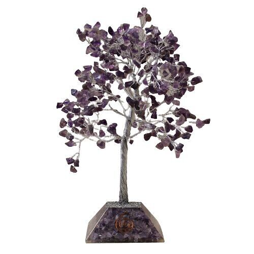 OGemT-10 - Gemstone Tree with Orgonite Base - 320 Stones - Amethyst - Sold in 1x unit/s per outer