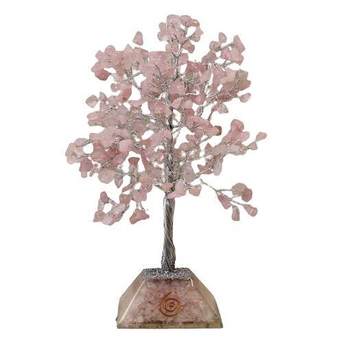 OGemT-11 - Gemstone Tree with Orgonite Base - 320 Stones - Rose Quartz - Sold in 1x unit/s per outer