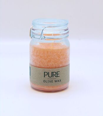 OliveC-09 - Bougie en pot en cire d'olive pure 120x70 - Mandarine - Vendue en 6x unité/s par extérieur 2