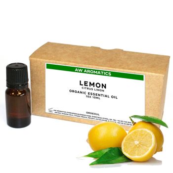 OrgeoUL-07 - Huile Essentielle de Citron Bio 10ml - Étiquette Blanche - Vendue en 10x unité/s par extérieur