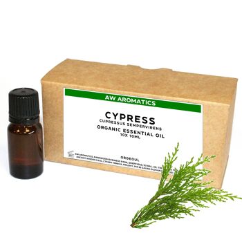 OrgeoUL-16 - Huile Essentielle Bio de Cyprès 10 ml - Étiquette Blanche - Vendue en 10x unité/s par extérieur