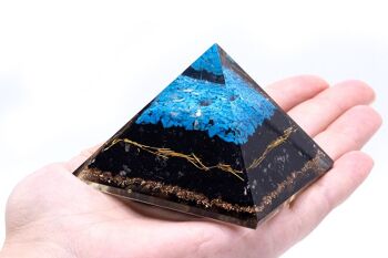 Orgn-17 - Pyramide Orgonite - Tourmaline Turquoise et Noire - 70 mm - Vendu en 1x unité/s par extérieur 2