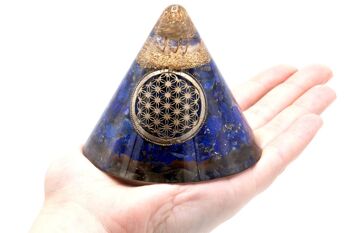 Orgn-21 - Orgonite Cône - Lapis Fleur de Vie - Quartz Suspendu - 90 mm - Vendu en 1x unité/s par extérieur 2