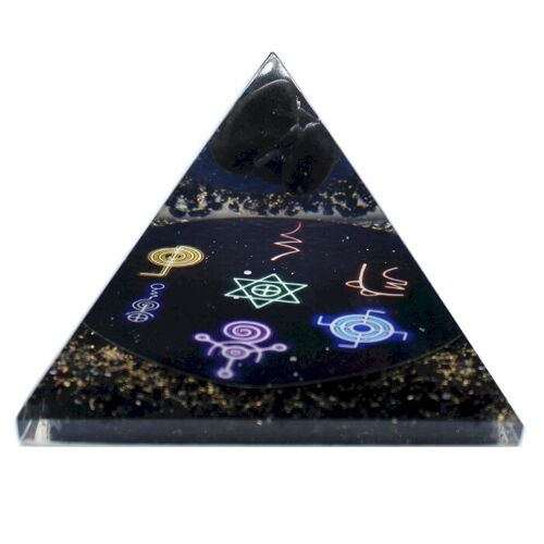 Orgn-29 - Orgonite Pyramid - Midnight Reiki - 90mm - Sold in 1x unit/s per outer