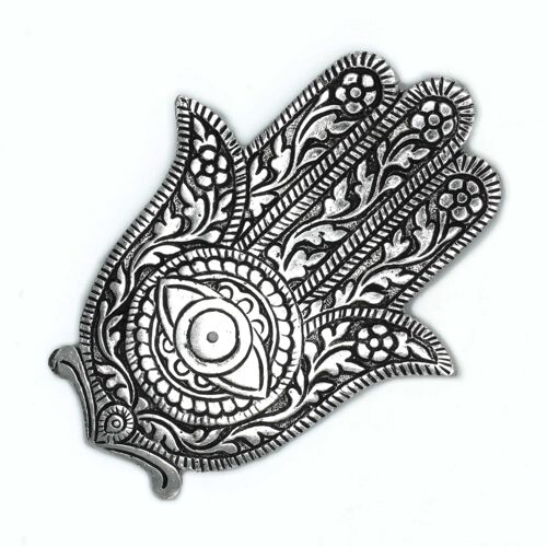 PAIH-02 - Polished Aluminium Hamsa Incense Holder 14cm - Sold in 6x unit/s per outer