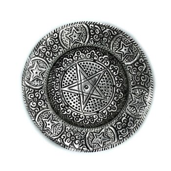 PAIH-08 - Porte-encens Pentagone en aluminium poli 11.5 cm - Vendu en 6x unité/s par extérieur 1