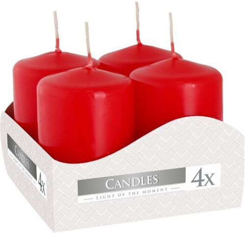 PC-02 - Set of 4 Pillar Candles  40x60mm - Red - Sold in 3x unit/s per outer