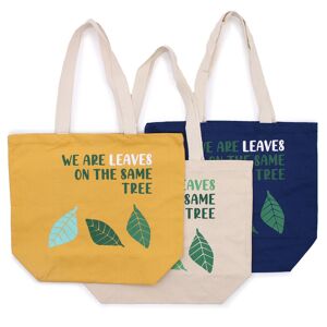 PCB-02 - Sac en coton imprimé - We are Leaves - Jaune, bleu et naturel - Vendu en 3x unité/s par extérieur