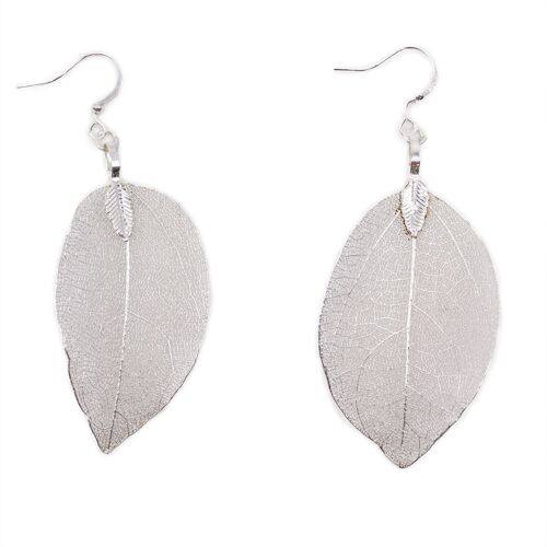 POT-13A - Earrings - Bravery Leaf - Silver - Sold in 1x unit/s per outer