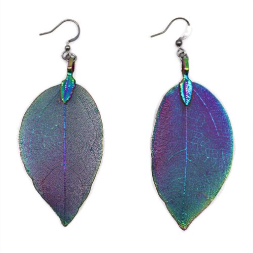 POT-13C - Earrings - Bravery Leaf - Rainbow - Sold in 1x unit/s per outer