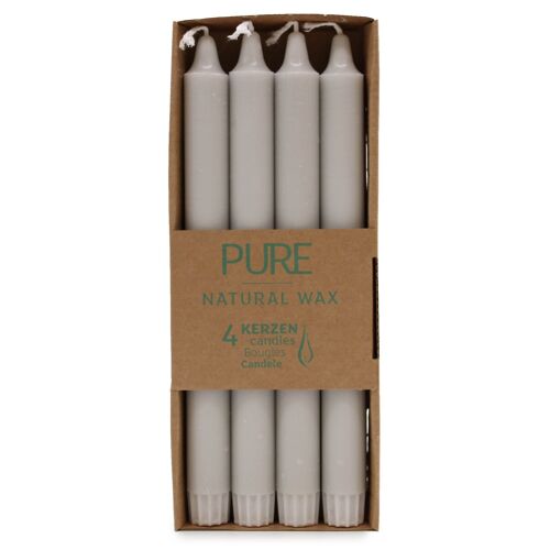 PureC-02 - Pure Natural Wax Dinner Candle 25x2.3 - Silver Grey - Sold in 4x unit/s per outer