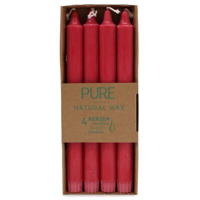 PureC-03 - Dinnerkerze aus reinem Naturwachs 25x2.3 - Rot - Verkauft in 4x Einheit/en pro Außen