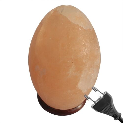 QSalt-28 - Salt Lamp Egg - Wooden Base - Sold in 1x unit/s per outer