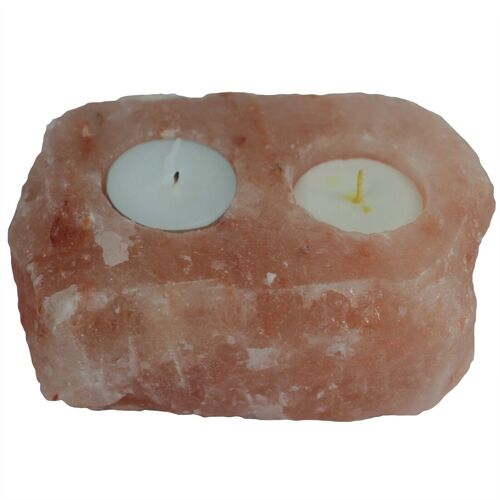 QSalt-44-20 - Natural Salt Candle Holder - 2 holes - Sold in 20x unit/s per outer