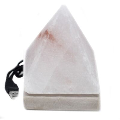 Qsalt-65N - Lampada di sale BIANCA Pyramid USB di qualità - 9 cm (multi) - Venduto in 1x unità per esterno