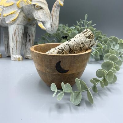 RBowl-06 - Ciotola in legno per sbavature e offerte rituali - Tre lune - 12x7 cm - Venduto in 4 unità per esterno