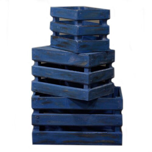 RDS-153 - Set of 3 Storage/Display Boxes - Bluewash - Sold in 1x unit/s per outer