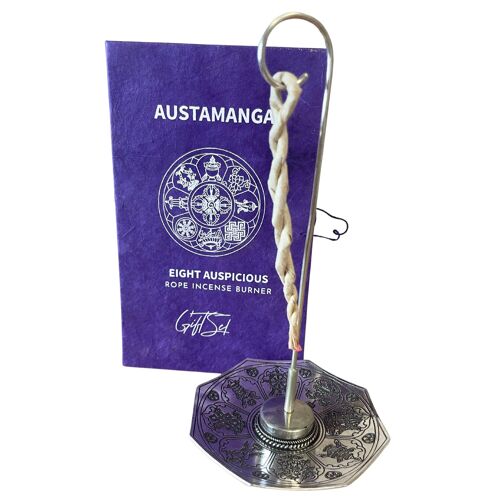 RIH-05 - Rope Incense and Silver Plated Holder Set - Astamangal - Sold in 1x unit/s per outer