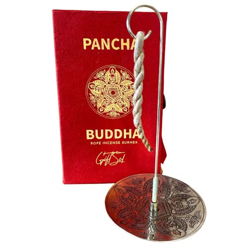 RIH-06 - Rope Incense and Silver Plated Holder Set - Pancha Buddha - Sold in 1x unit/s per outer
