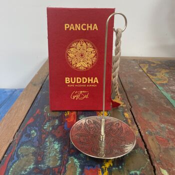 RIH-06 - Ensemble de supports d'encens en corde et plaqué argent - Pancha Buddha - Vendu en 1x unité/s par extérieur 2