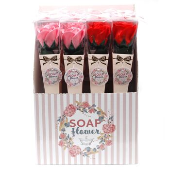 RRSF-04 - Fleur de savon prête à la vente au détail - Rose moyenne - Vendu en 12x unité/s par extérieur 2