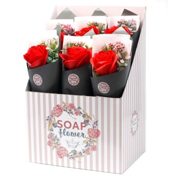 RRSF-06C - Fleur de savon prête à la vente au détail - Grand bouquet de roses - Vendu en 72x unité/s par extérieur 1