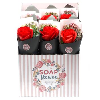 RRSF-06C - Fleur de savon prête à la vente au détail - Grand bouquet de roses - Vendu en 72x unité/s par extérieur 2