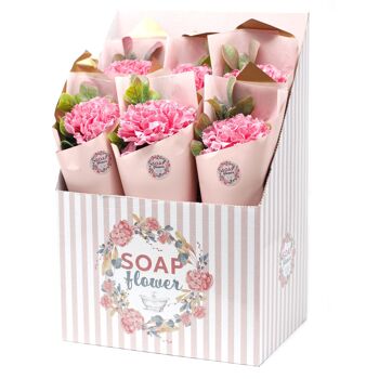 RRSF-05 - Fleur de savon prête à la vente au détail - Grand bouquet d'œillets - Vendu en 6x unité/s par extérieur 1