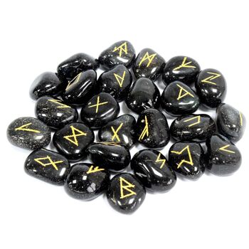 Rune-32 - Runes indiennes en pochette - Onyx noir - Vendu en 1x unité/s par extérieur 1