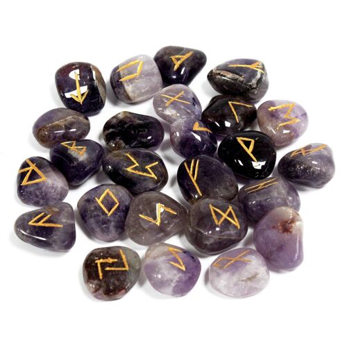 Rune-35 - Indian Runes in Pouch - Amethyst - Sold in 1x unit/s per outer