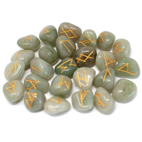 Rune-37 - Runes Stone Set in Pouch - Green Aventurine - Sold in 1x unit/s per outer